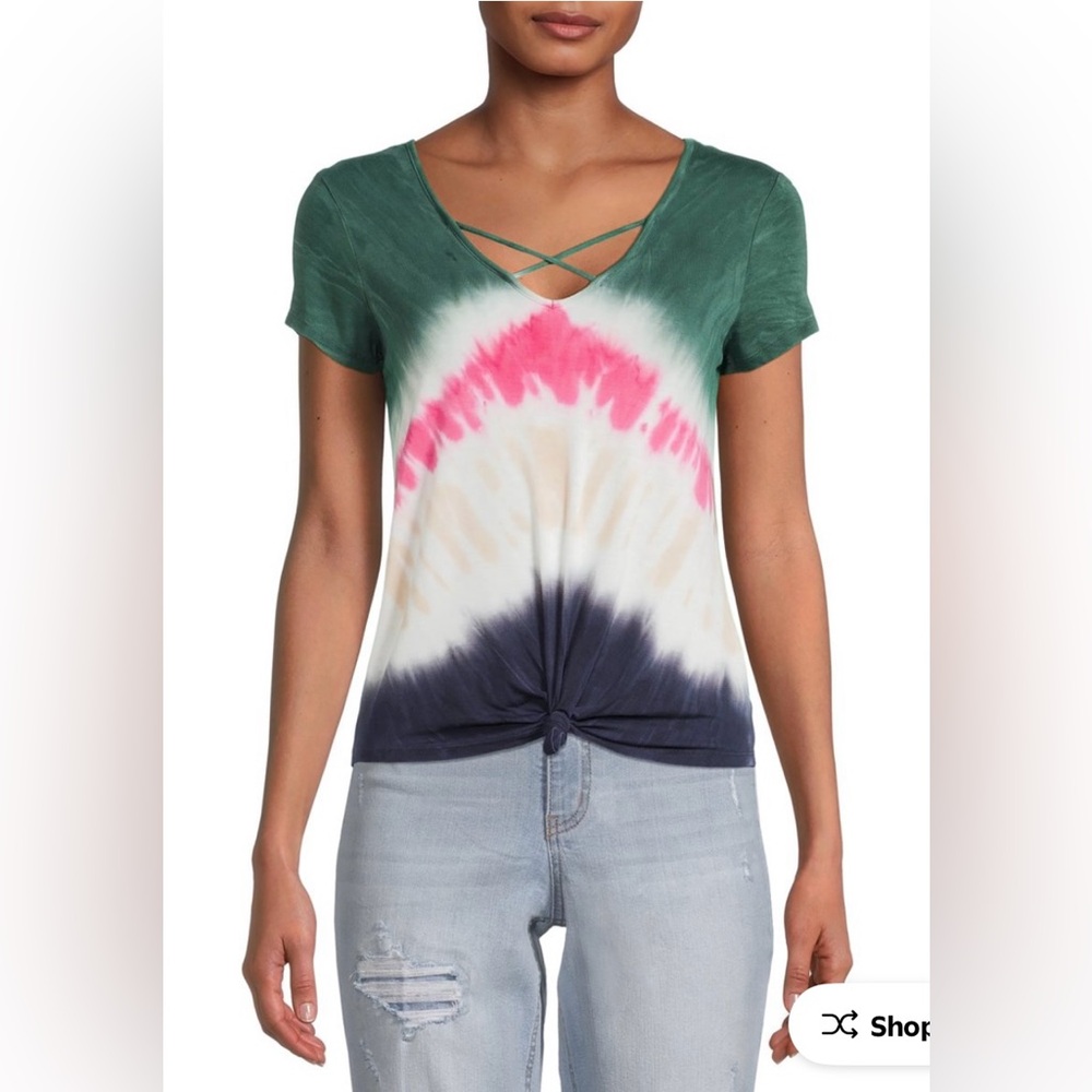 No Boundaries V-Neck Heather Lodge Tie Dye T-Shirt